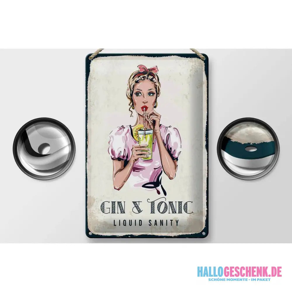 Blechschild Gin & Tonic Liquid Sanity 20x30cm