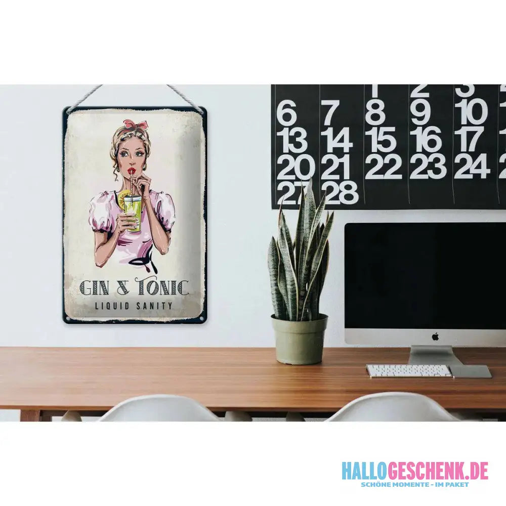 Blechschild Gin & Tonic Liquid Sanity 20x30cm