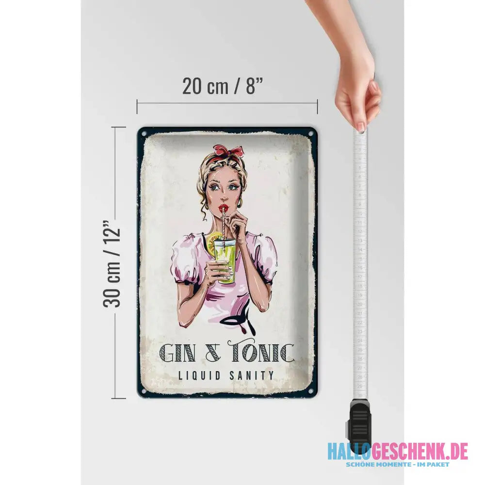 Blechschild Gin & Tonic Liquid Sanity 20x30cm