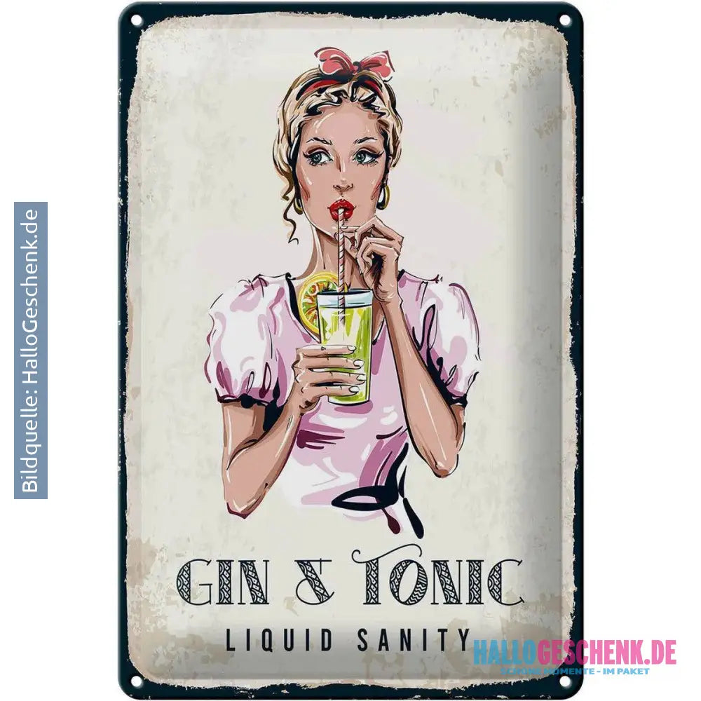 Blechschild Gin & Tonic Liquid Sanity 20x30cm