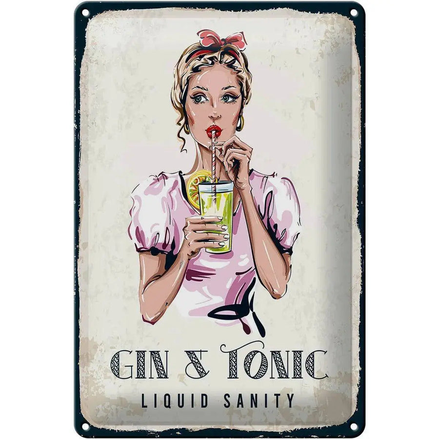 Blechschild Gin & Tonic Liquid Sanity 20x30cm - Schilder