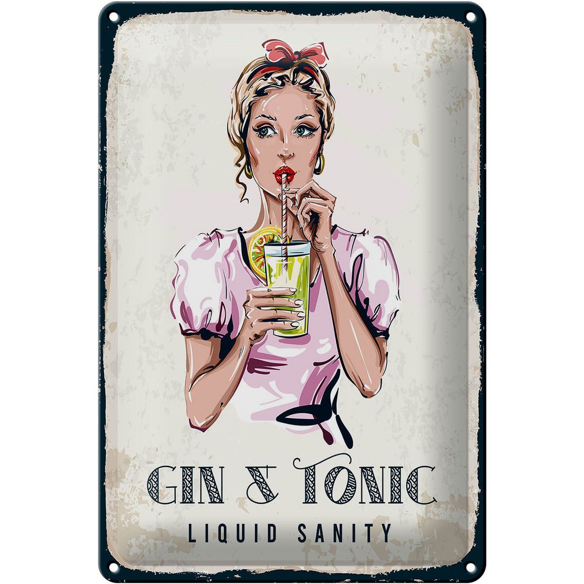 Blechschild Gin & Tonic Liquid Sanity 20x30cm