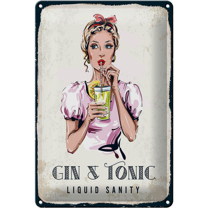 Blechschild Gin & Tonic Liquid Sanity 20x30cm - HalloGeschenk.de