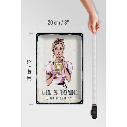 Blechschild Gin & Tonic Liquid Sanity 20x30cm - HalloGeschenk.de