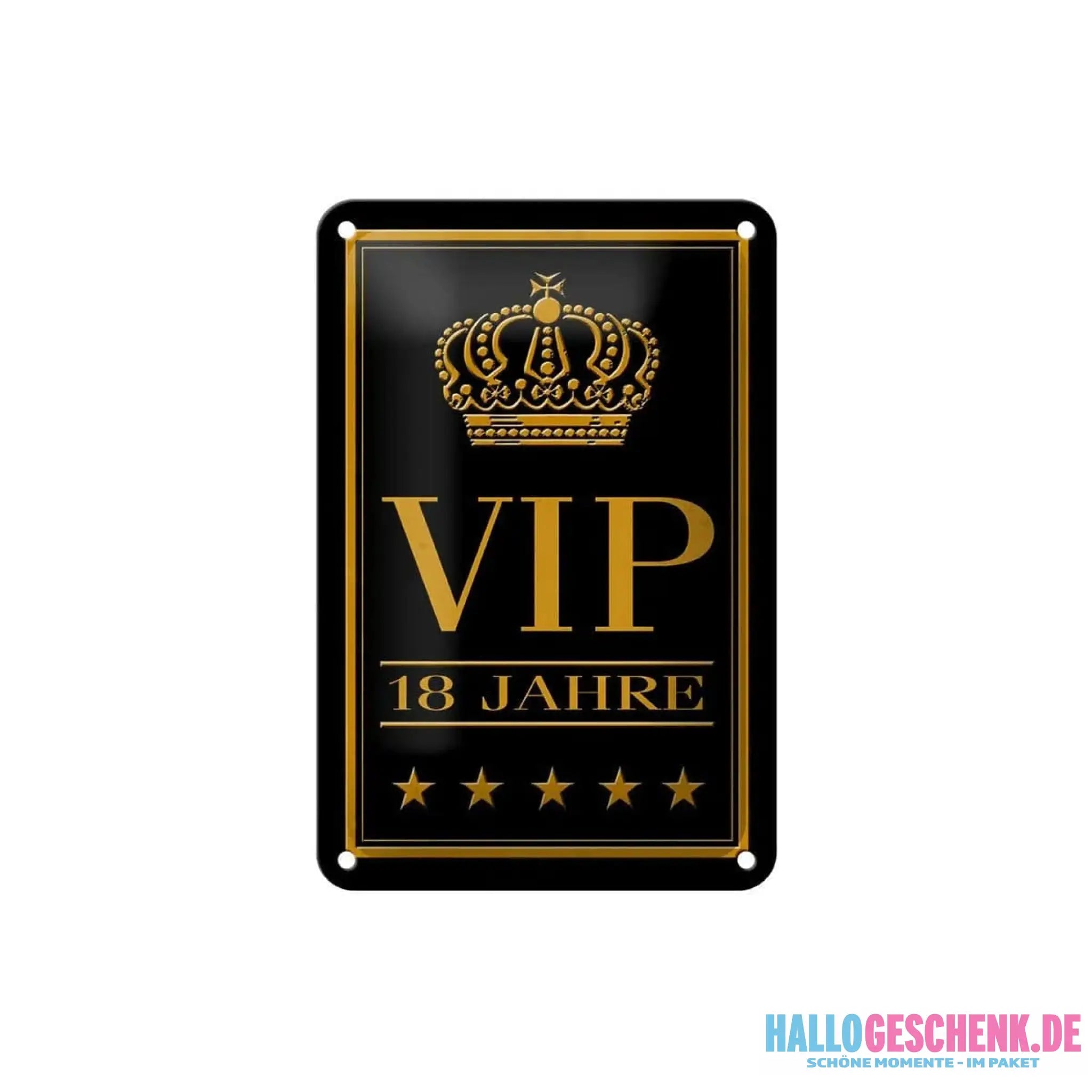 Blechschild Hinweis 12x18cm VIP 18 Jahre Geschenk Metall Deko Schild