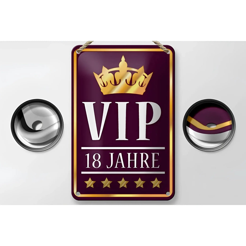Maroon blechschild 12x18cm mit goldkrone vip 18 jahre weiß lila dekorative wanddekoration