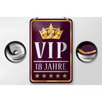 Maroon blechschild 12x18cm mit goldkrone vip 18 jahre weiß lila dekorative wanddekoration