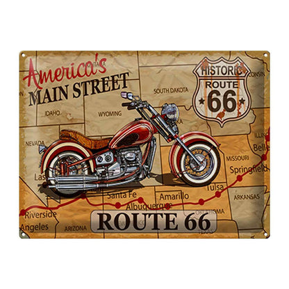 Blechschild Motorrad 40x30cm Americas main street route 66 Deko Schild - HalloGeschenk.de