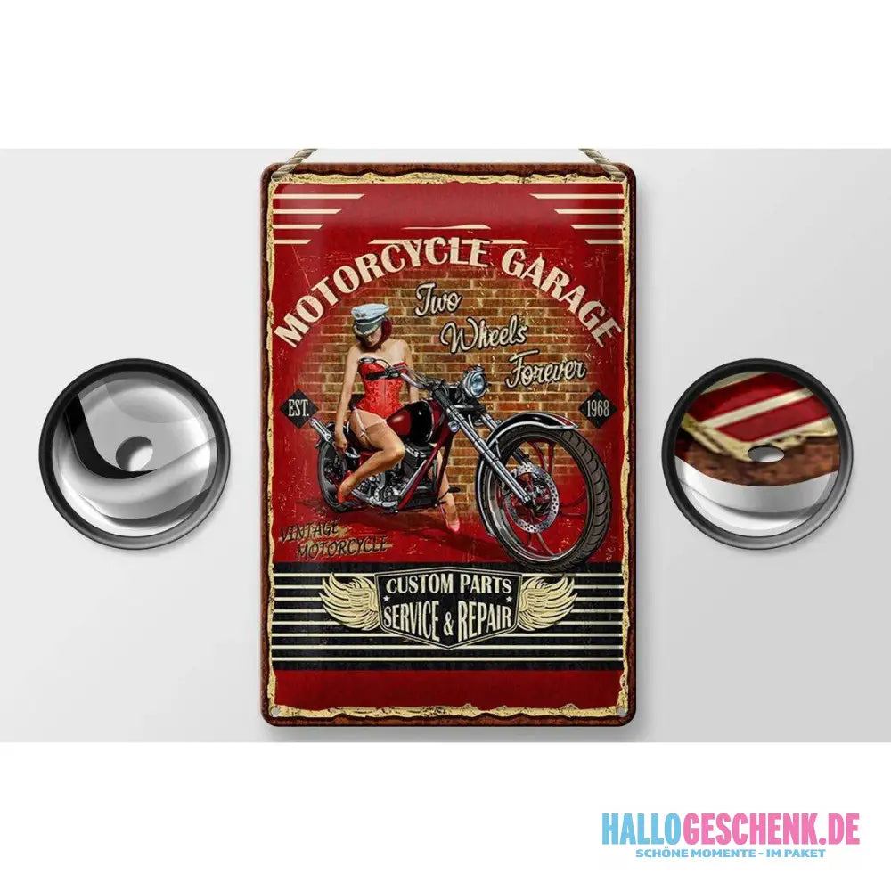 Blechschild Pinup 20x30cm Retro Motorcycle Garage Vintage