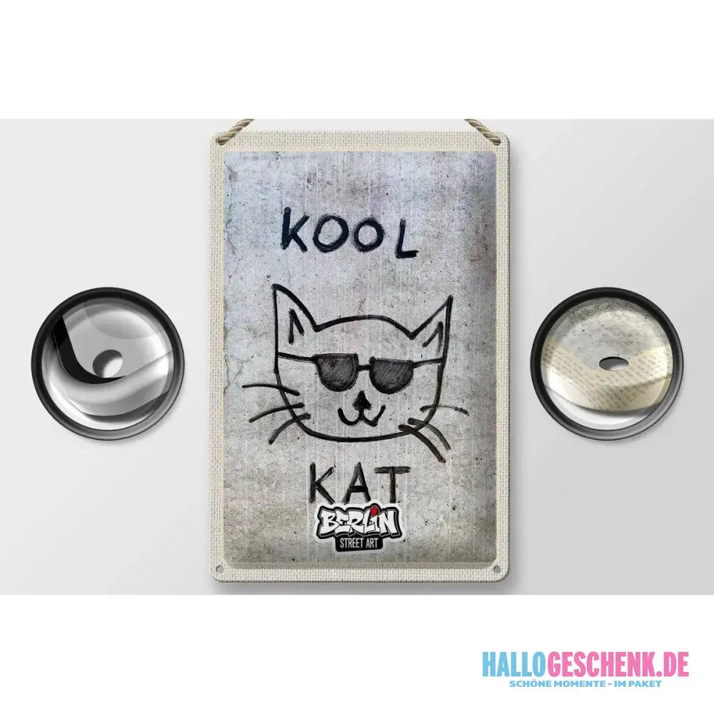 Blechschild Reise 20x30cm Berlin Hauptstadt Street Art Katze