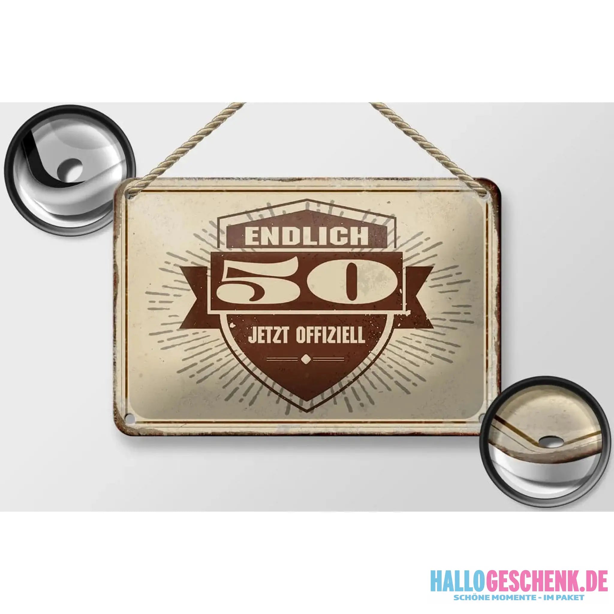 Blechschild Retro 18x12cm Glückwunsch endlich 50 Geschenk Deko Schild
