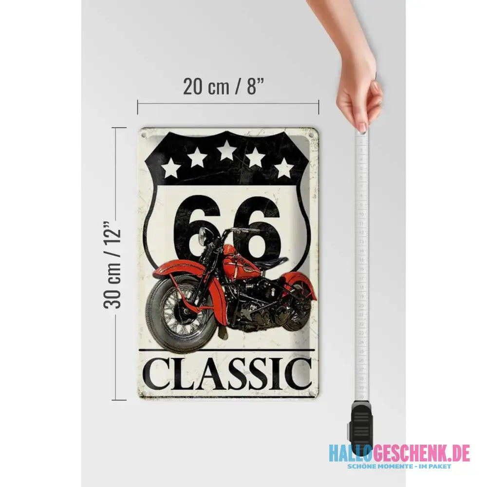 Blechschild Retro 20x30cm Motorrad classic 66 5 Sterne