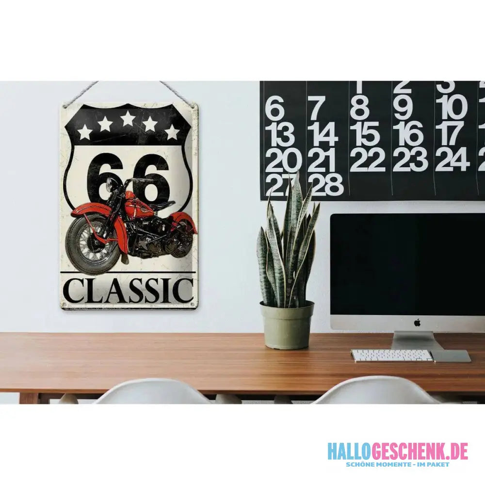 Blechschild Retro 20x30cm Motorrad classic 66 5 Sterne