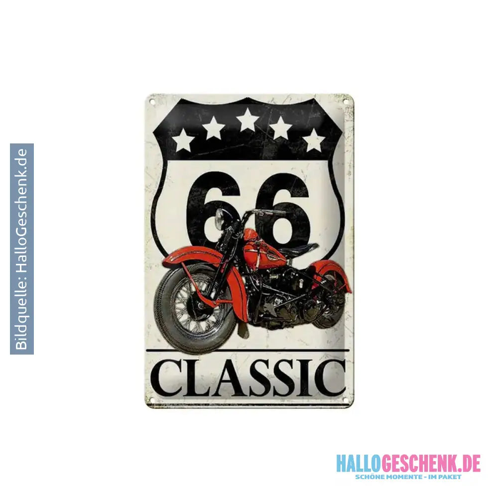Blechschild Retro 20x30cm Motorrad classic 66 5 Sterne