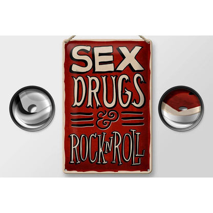 Blechschild Spruch 20x30cm Sex drugs Rock n Roll