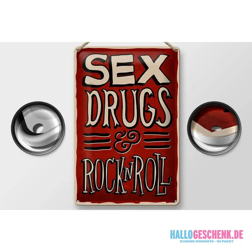 Blechschild Spruch 20x30cm Sex drugs Rock n Roll