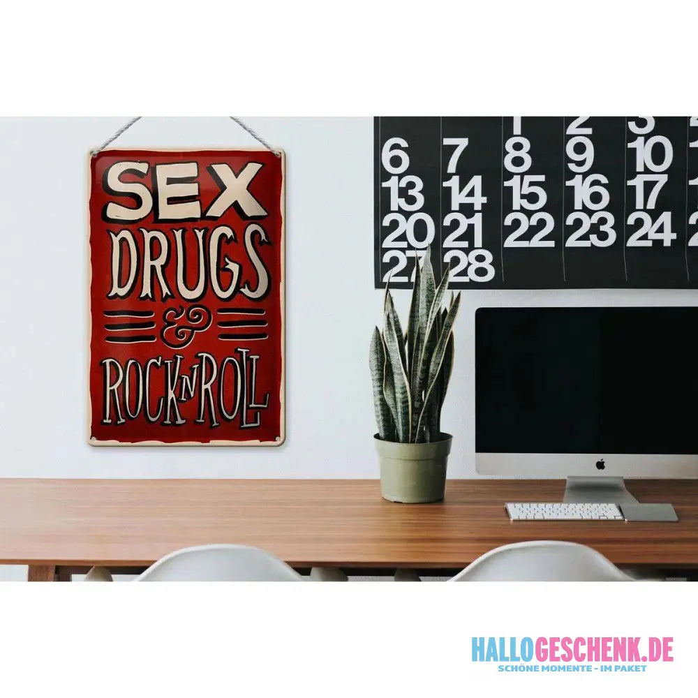 Blechschild Spruch 20x30cm Sex drugs Rock n Roll