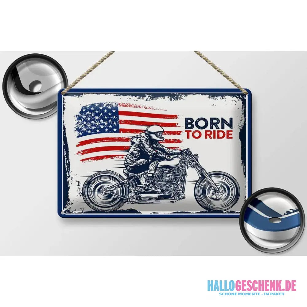 Blechschild Spruch 30x20 Motrrad Bycicle Route 66 Biker Helm