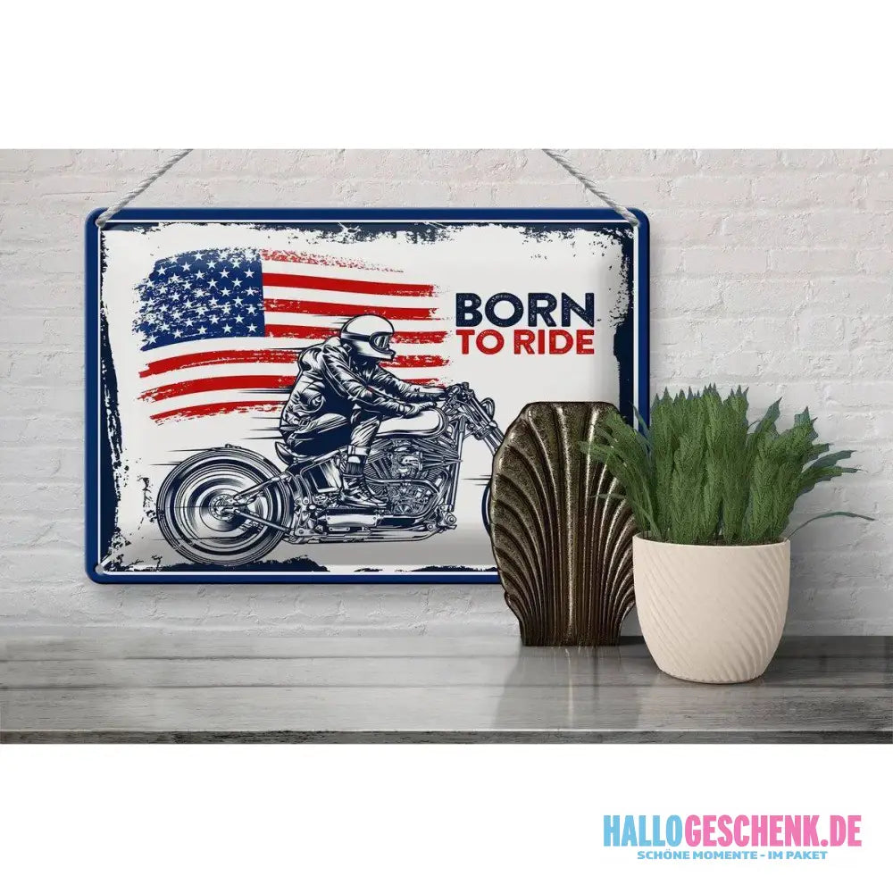 Blechschild Spruch 30x20 Motrrad Bycicle Route 66 Biker Helm