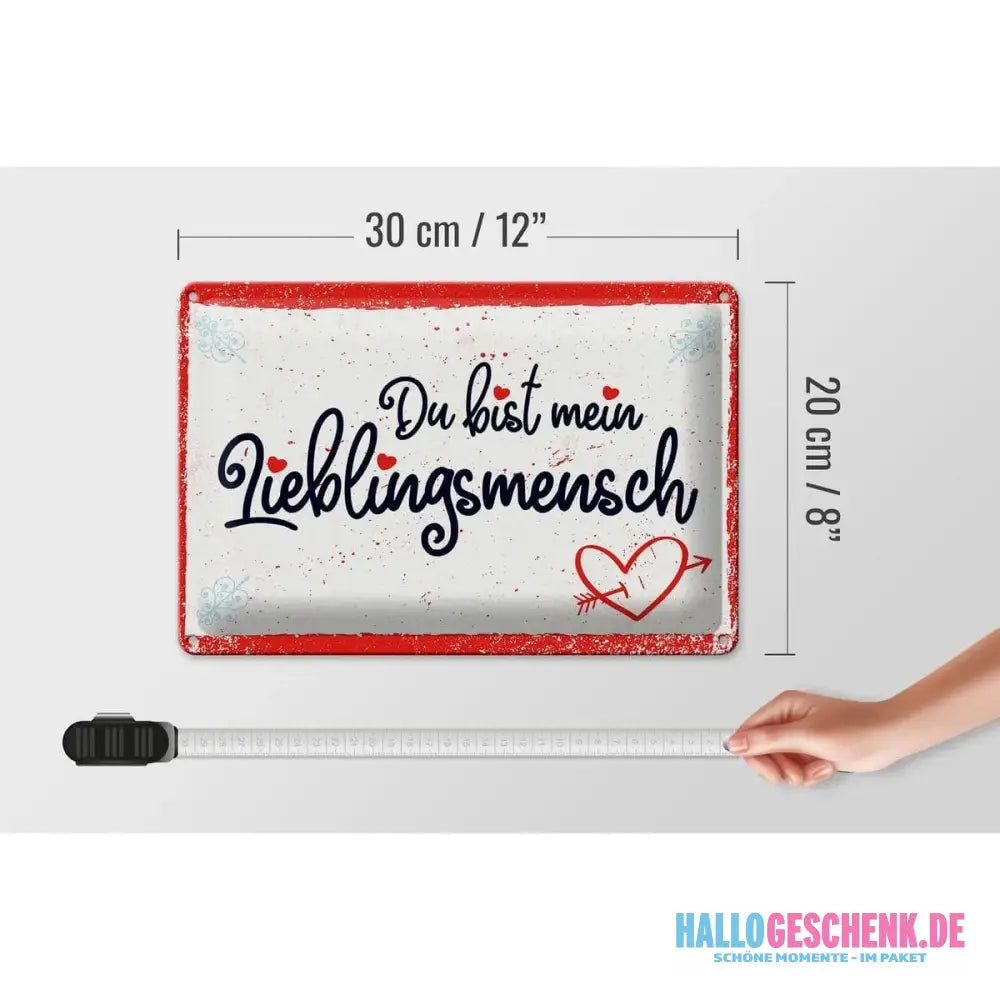 Blechschild Spruch 30x20cm Du bist mein Lieblingsmensch