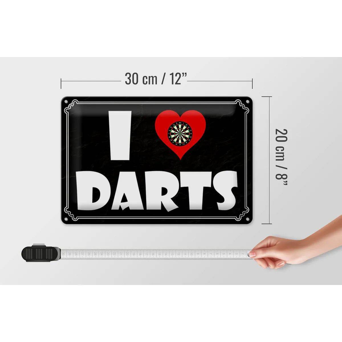 Blechschild Spruch 30x20cm I Love Darts Wanddeko