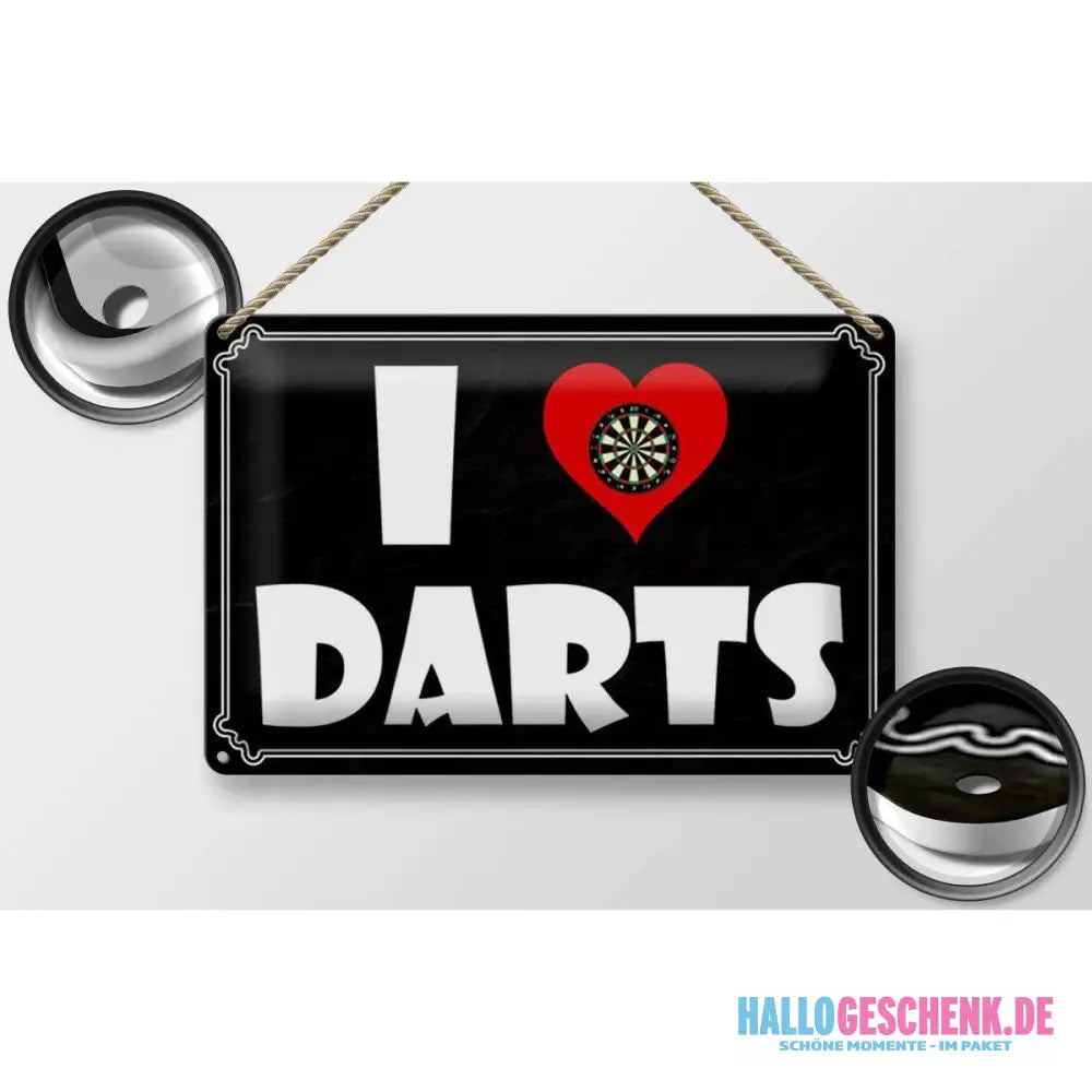 Blechschild Spruch 30x20cm I Love Darts Wanddeko