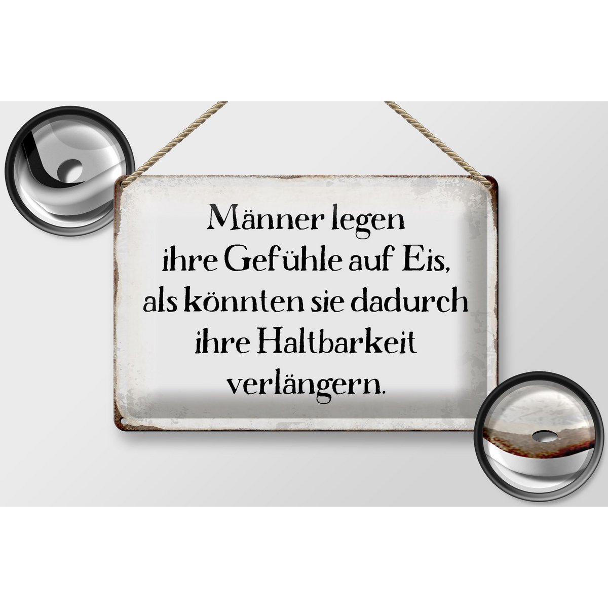 Blechschild Spruch 30x20cm Männer legen Gefühle auf Eis - HalloGeschenk.de