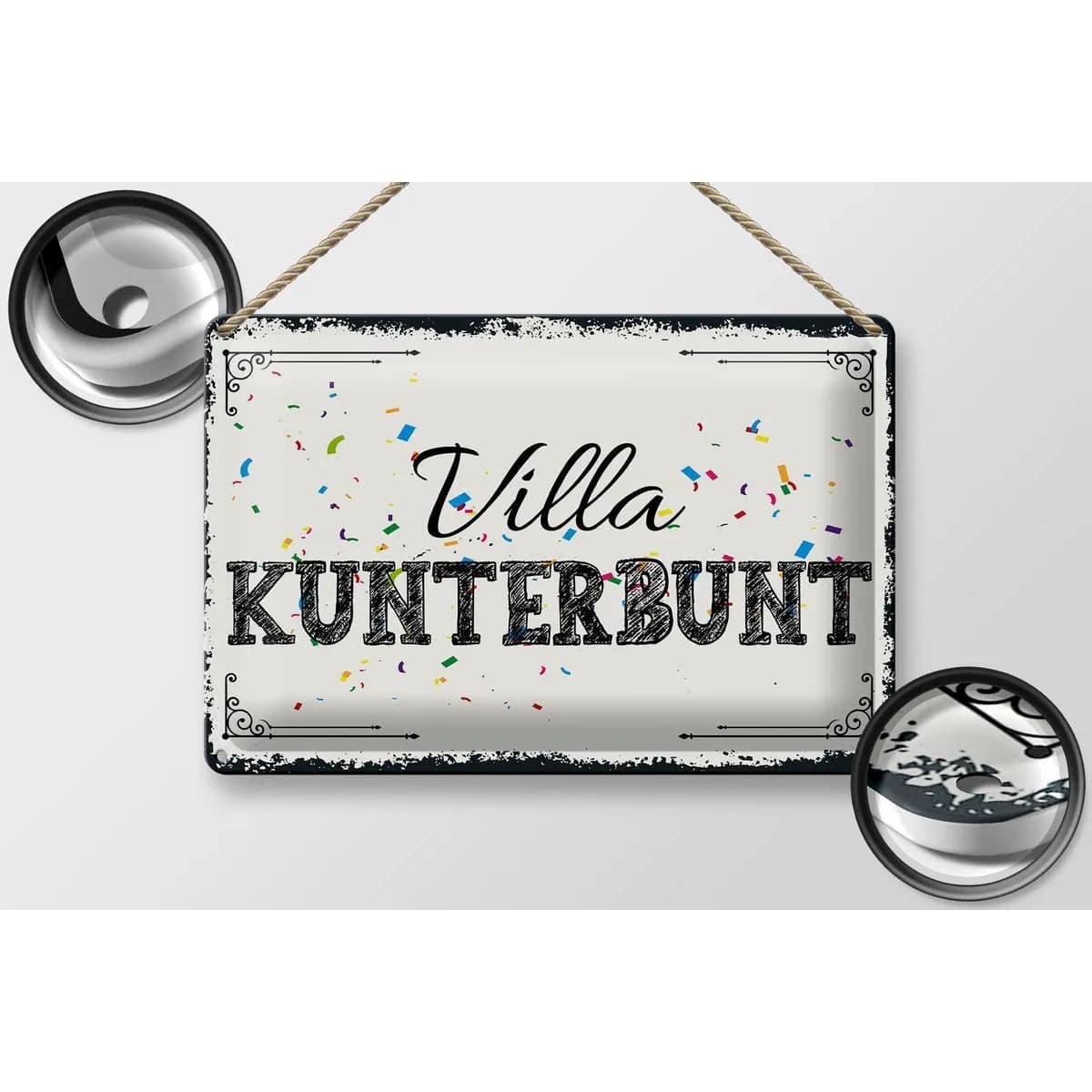 Blechschild Spruch 30x20cm Villa Kunterbunt