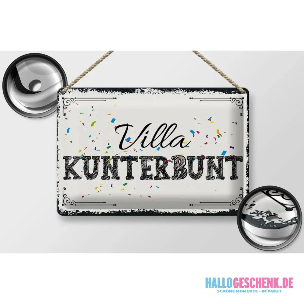 Blechschild Spruch 30x20cm Villa Kunterbunt