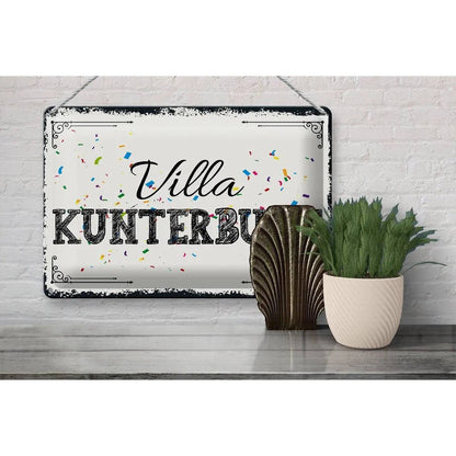 Blechschild Spruch 30x20cm Villa Kunterbunt