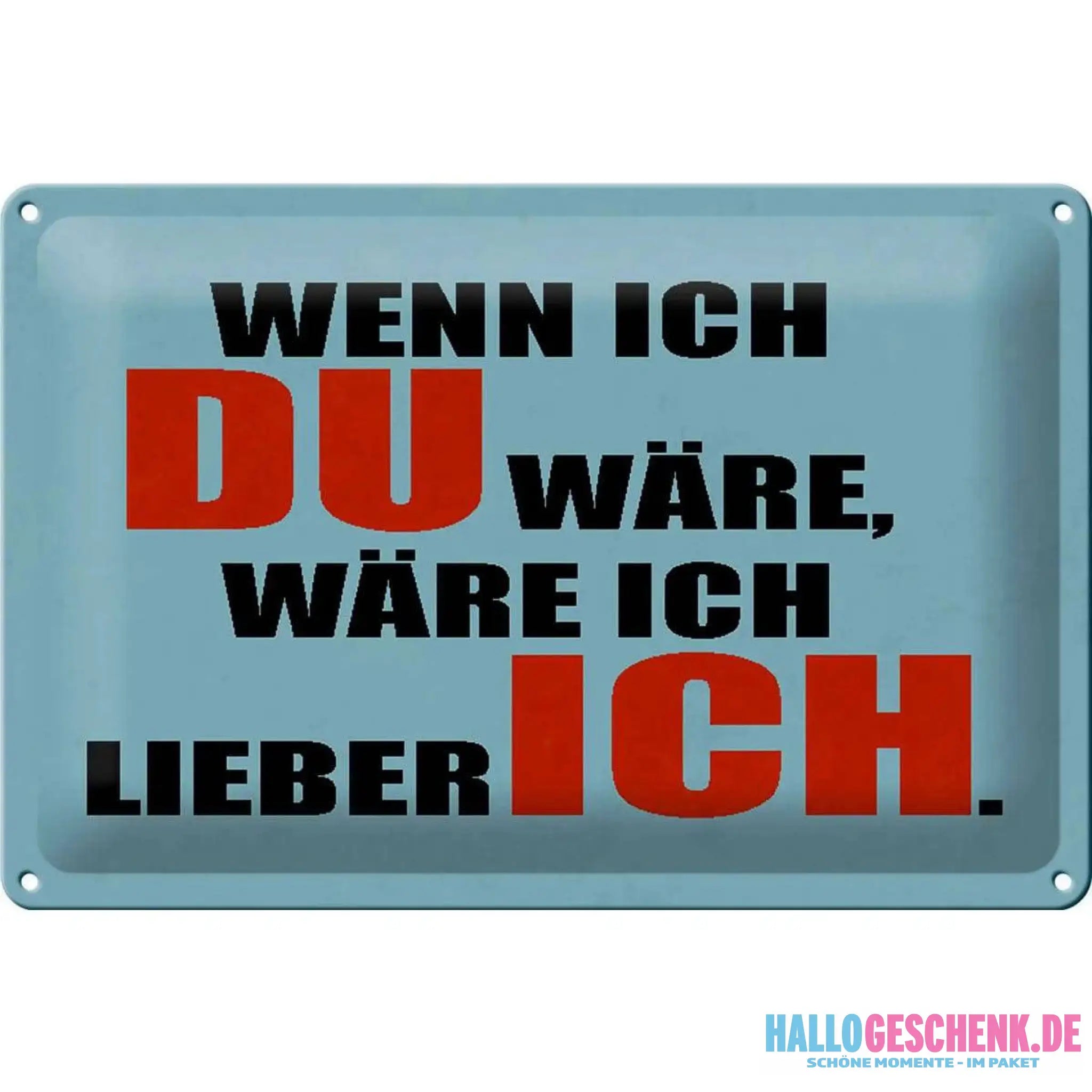 Blechschild Spruch 30x20cm wenn ich du wäre lieber ich