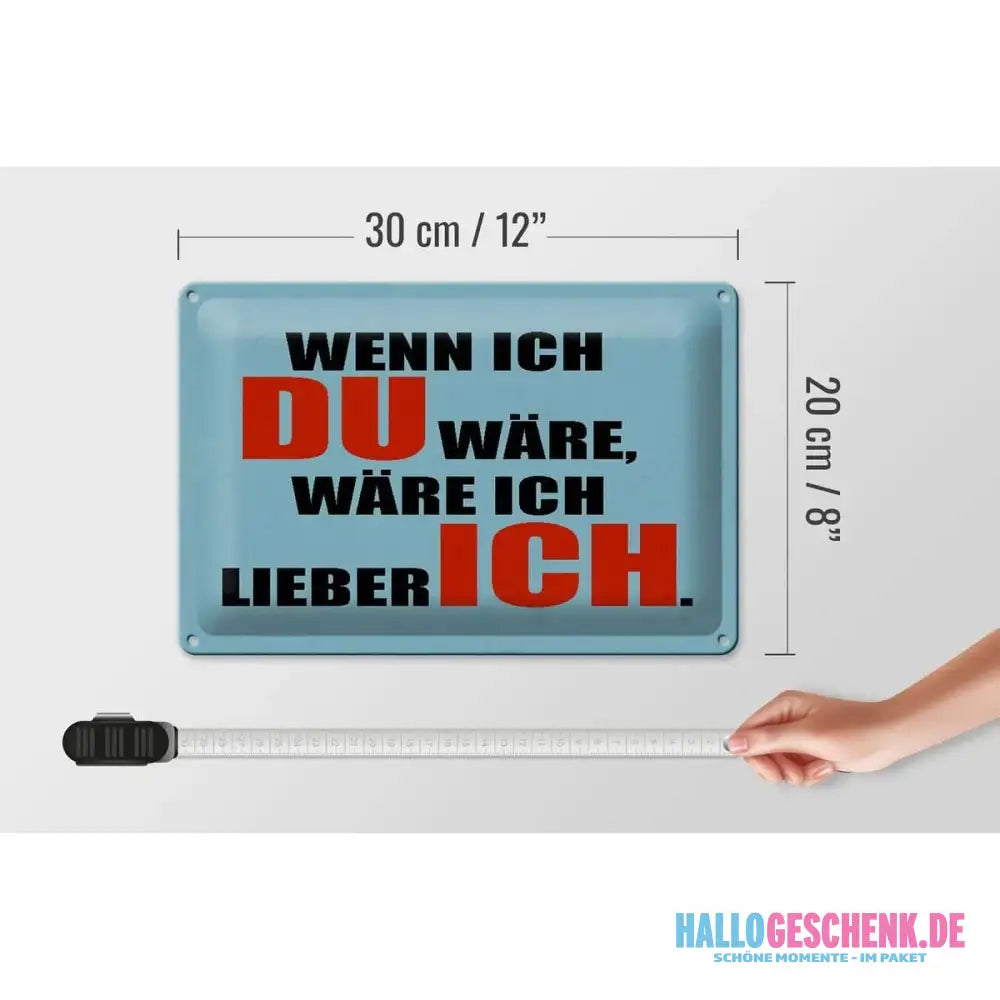 Blechschild Spruch 30x20cm wenn ich du wäre lieber ich