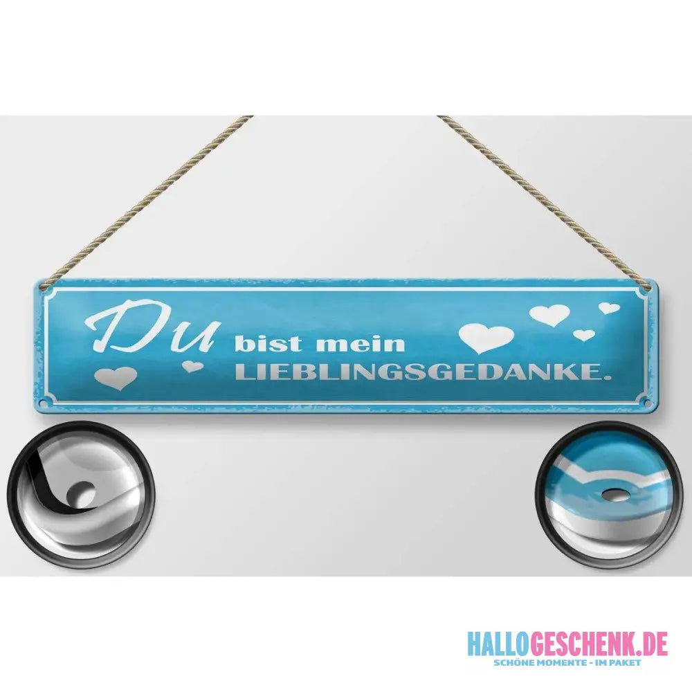 Blechschild Spruch 46x10 cm Du bist mein Lieblingsgedanke Deko Schild