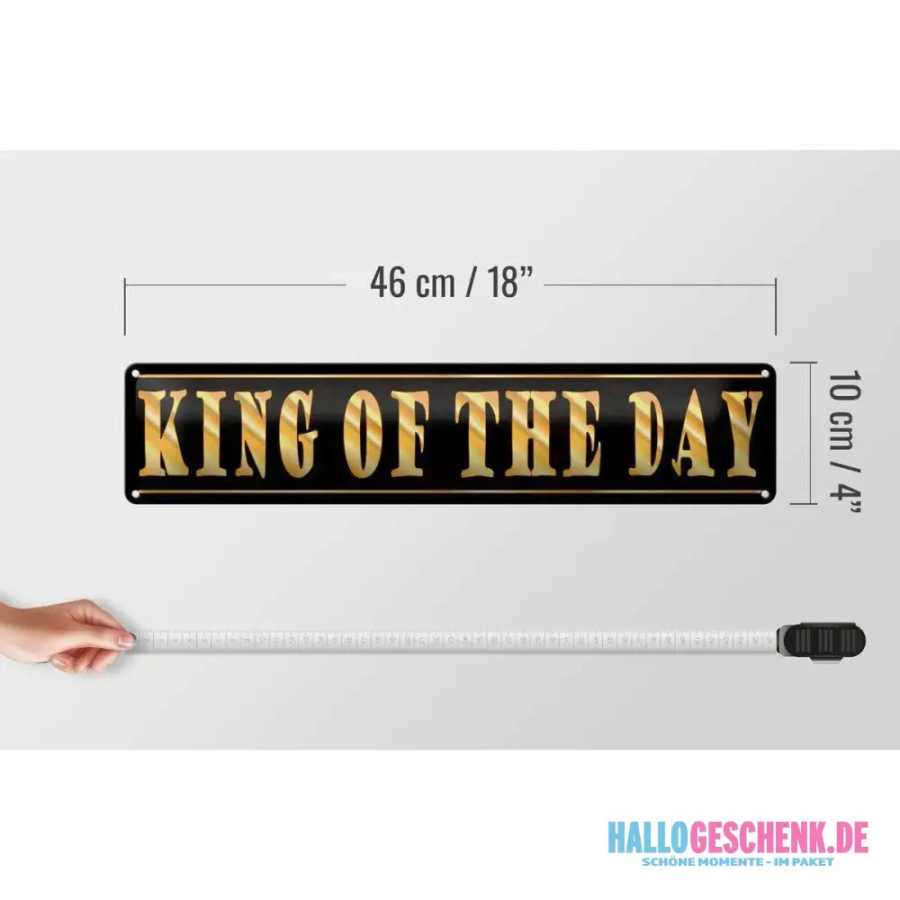 Blechschild Spruch 46x10 cm King of the Day König des Tages Deko Schild