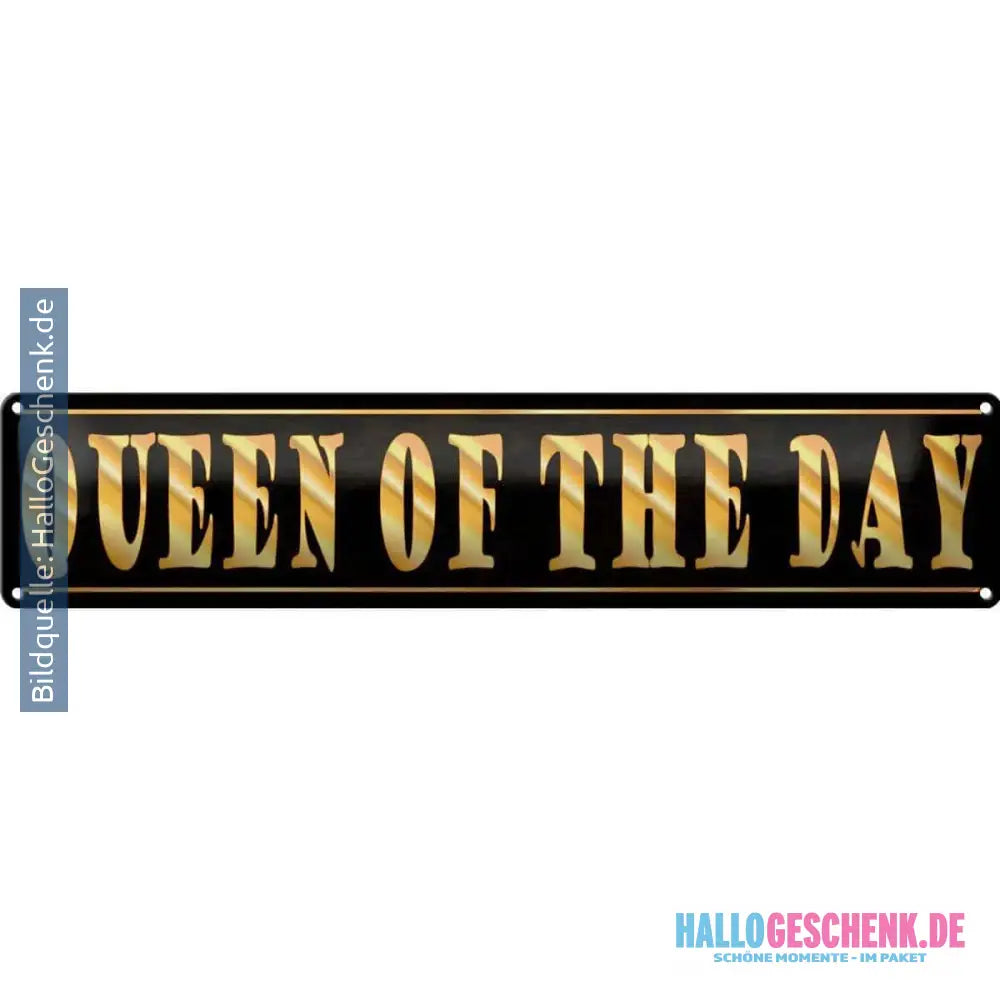 Blechschild Spruch 46x10 cm Queen of the Day Königin Metall Deko Schild