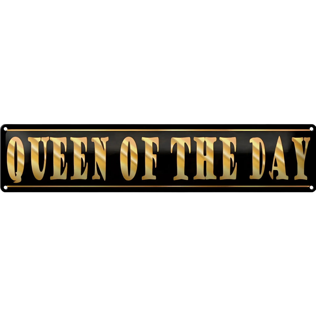 Schwarzes blechschild mit goldener folie schrift queen von day metall deko 46x10 cm königin spruch