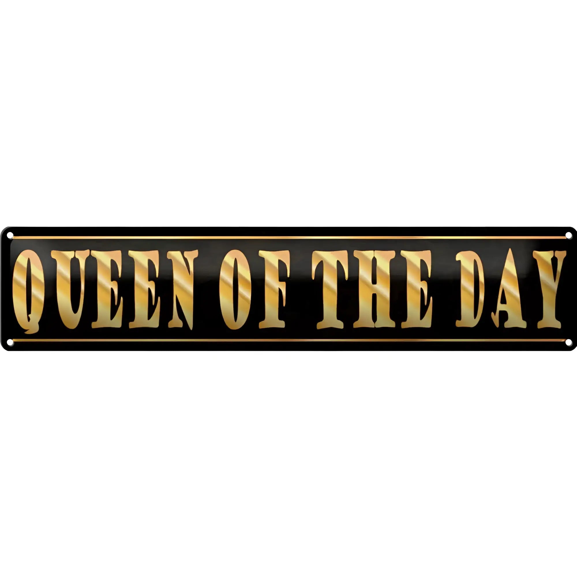 Schwarzes blechschild mit goldener folie schrift queen von day metall deko 46x10 cm königin spruch