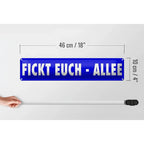 Blaues blechschild 46x10cm mit weißem text fickt euch allee lustiges geschenk und deko fürs zuhause