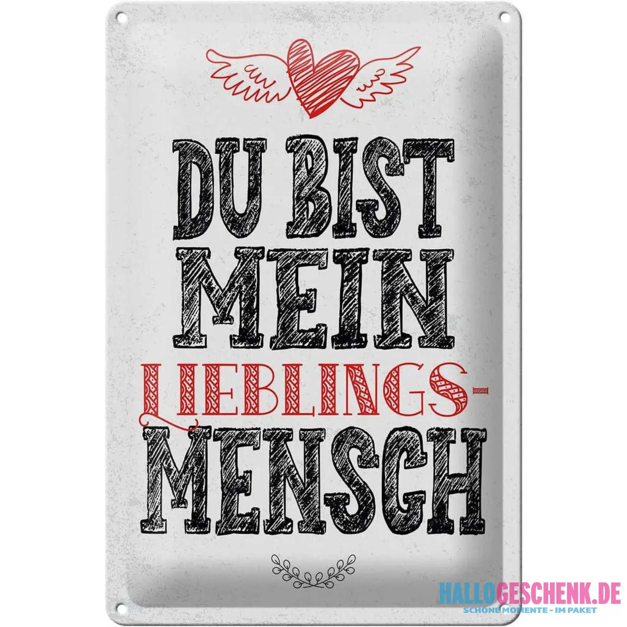 Blechschild Spruch Du bist Lieblingsmensch mein Engel 20x30cm