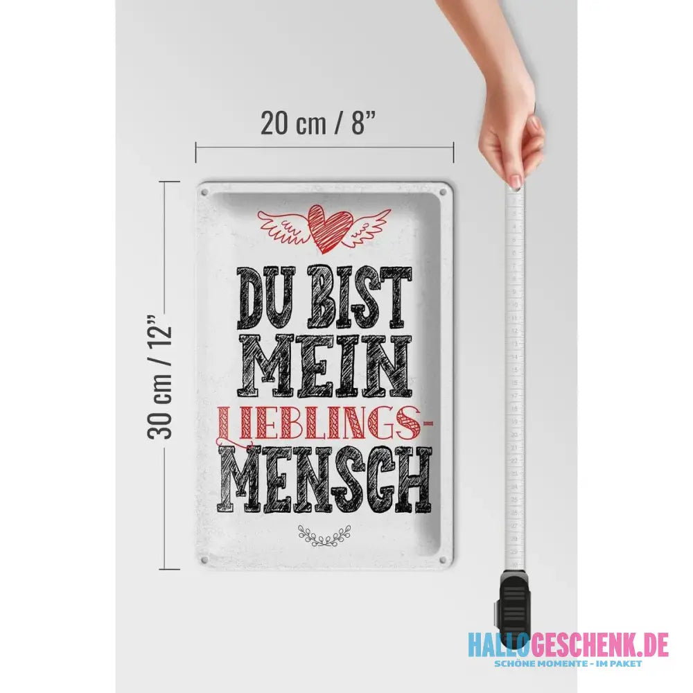 Blechschild Spruch Du bist Lieblingsmensch mein Engel 20x30cm