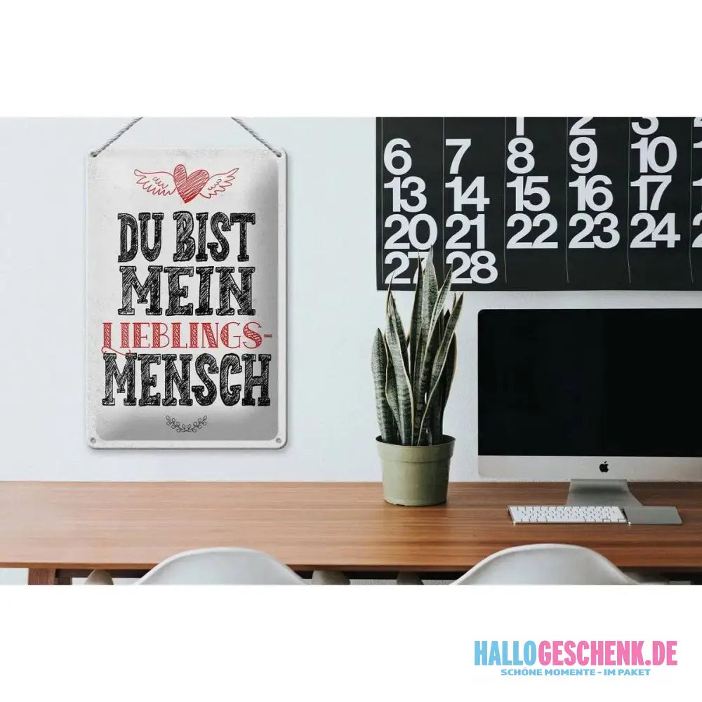 Blechschild Spruch Du bist Lieblingsmensch mein Engel 20x30cm