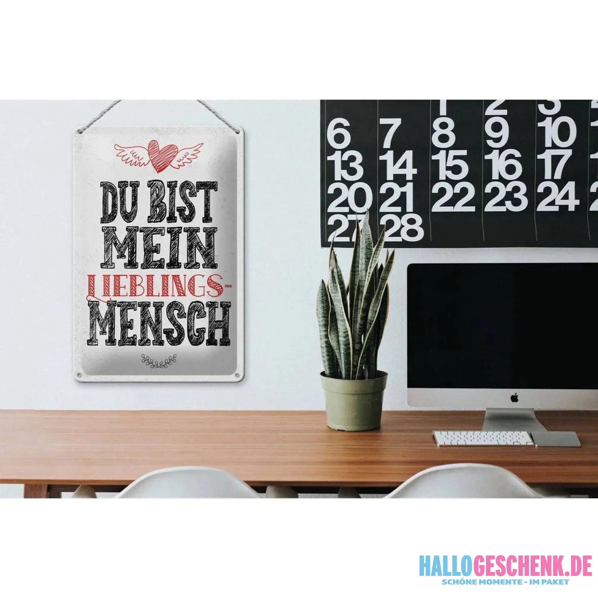 Blechschild Spruch Du bist Lieblingsmensch mein Engel 20x30cm