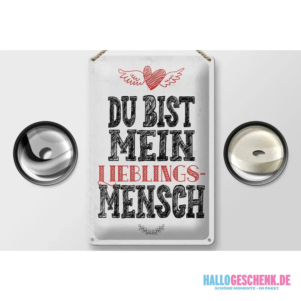 Blechschild Spruch Du bist Lieblingsmensch mein Engel 20x30cm