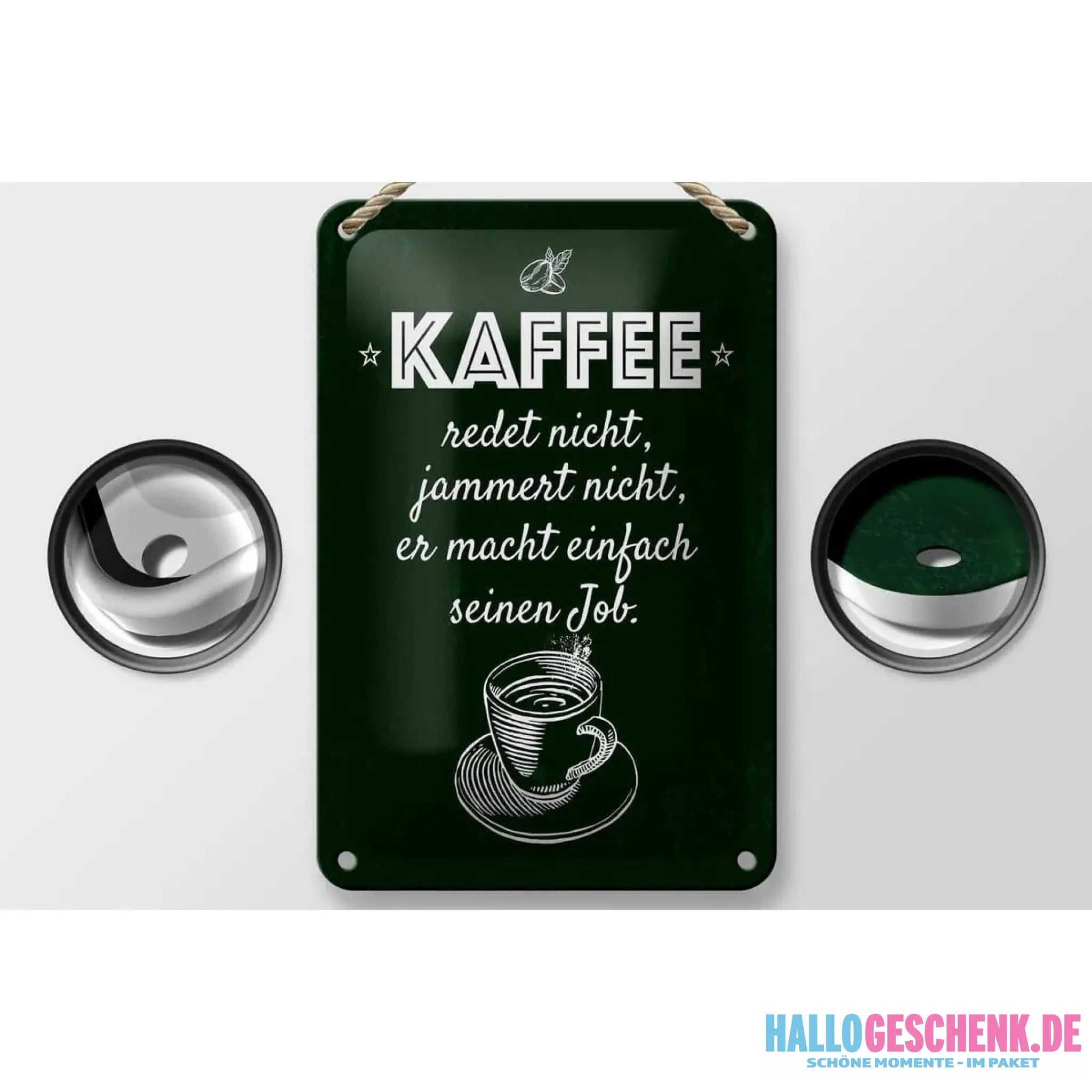 Blechschild Spruch Kaffee jammert nicht macht Job 12x18cm Schild