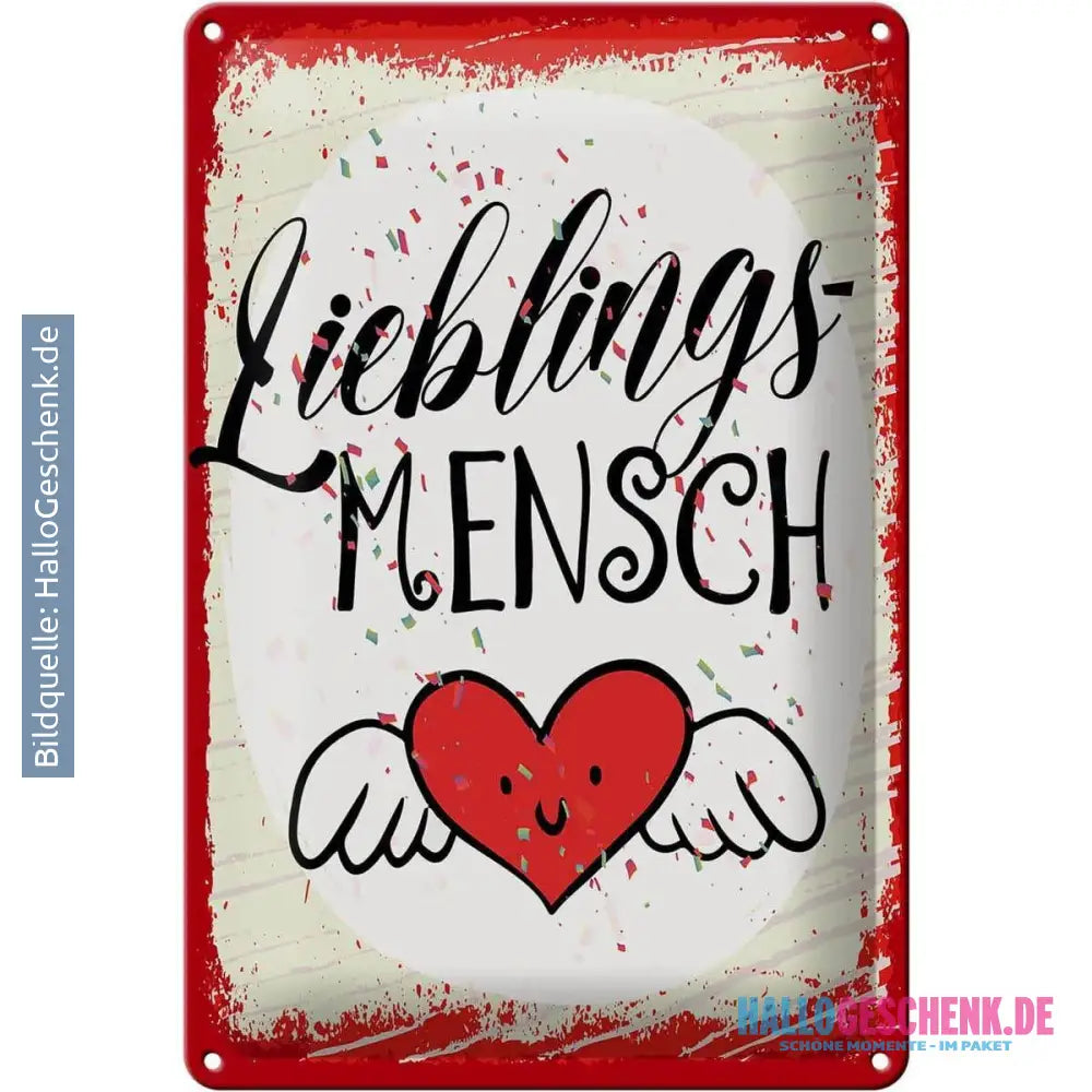 Blechschild Spruch Lieblingsmensch Herz Engel 20x30cm