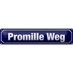 Deep blue enamel blechschild straßenschild 46x10 cm promille weg with silver lettering metal decoration sign