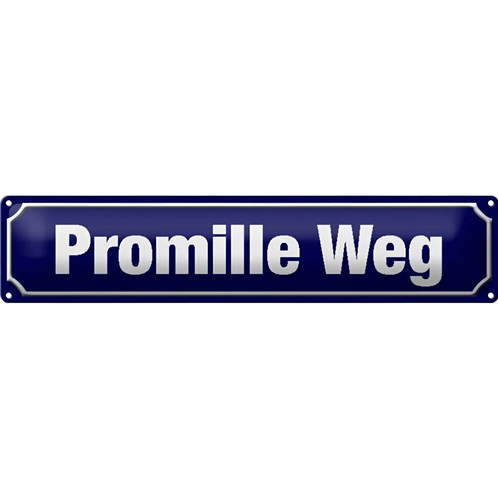 Deep blue enamel blechschild straßenschild 46x10 cm promille weg with silver lettering metal decoration sign