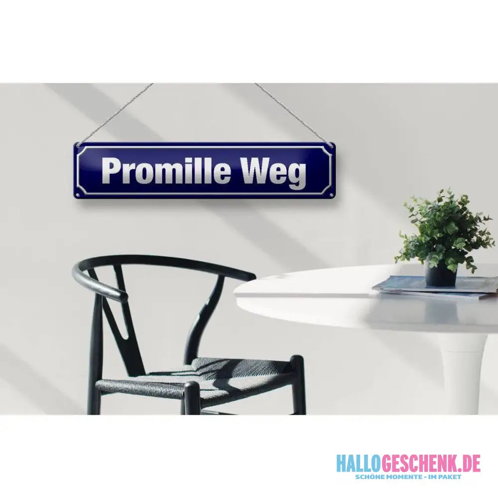 Blechschild Straßenschild 46x10 cm Promille Weg Metall Deko Schild