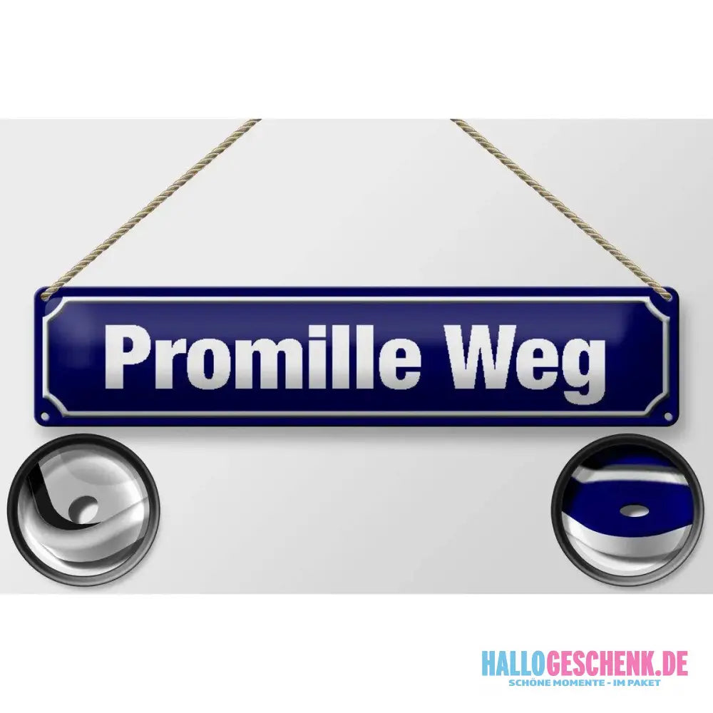 Blechschild Straßenschild 46x10 cm Promille Weg Metall Deko Schild