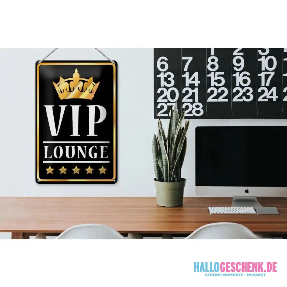 Blechschild VIP Lounge 20x30cm 5 Sterne Bar Krone